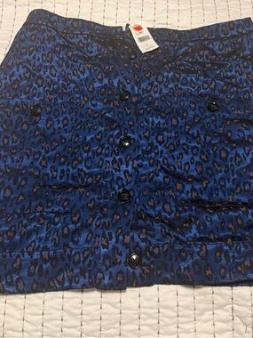 Banana Republic Blue and Brown Leopard-Print Button Front Shirt
